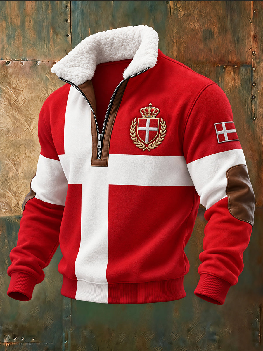Mænds Fleece-Lined High-Hack Sweatshirt med Patriotic minde Print
