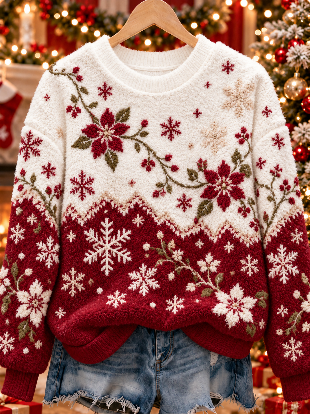Kvinders juleflanelsweatshirt