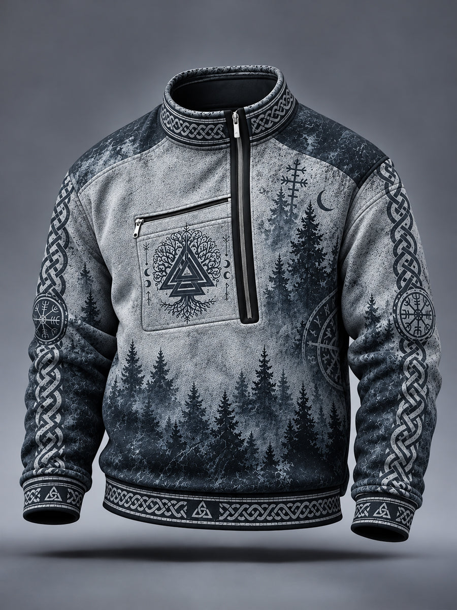 Herre-vikingmønstret afslappet sweatshirt