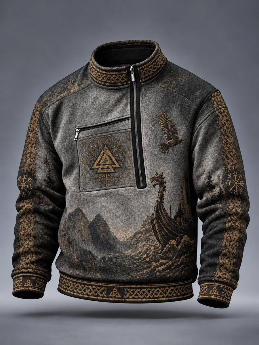 Herre-vikingmønstret afslappet sweatshirt