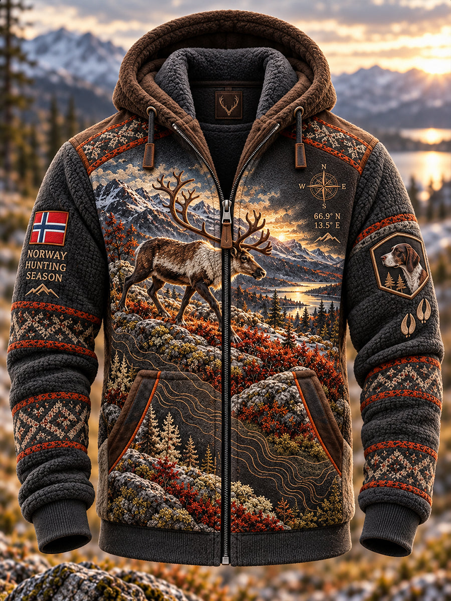 Herrsjakke i flanell med hette for jakt sesongen i Norge