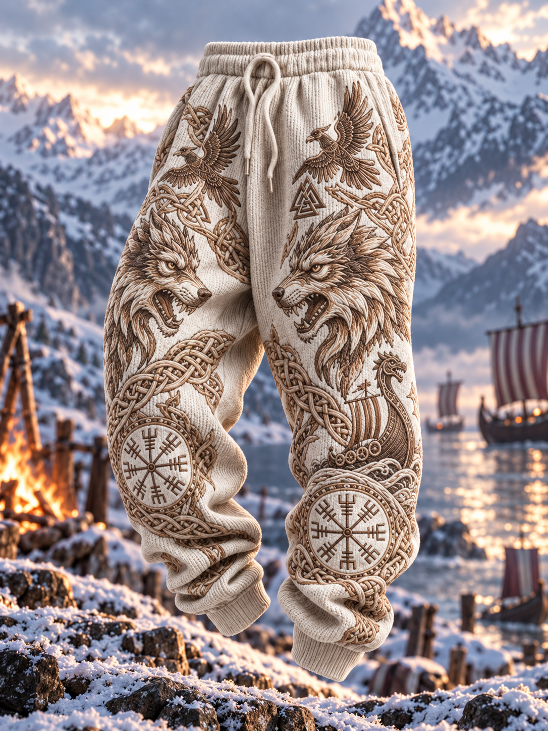 Mænds vintage vikingernes norrøne mytologi Valknut keltisk knude bukser