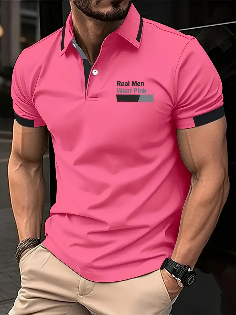 Mænds T-shirt til brystkræftbevidstgørelse: Ægte mænd bærer pink