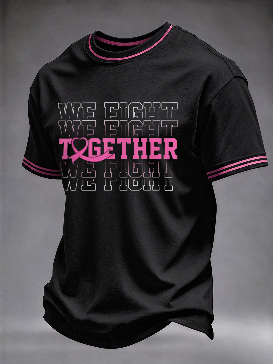 Mænds T-shirt til støtte for brystkræftsbevidsthed: "Rigtige mænd bærer pink"