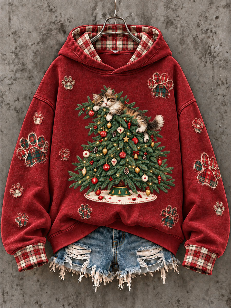 Kvinder Kat juletræ Print Sweatshirt
