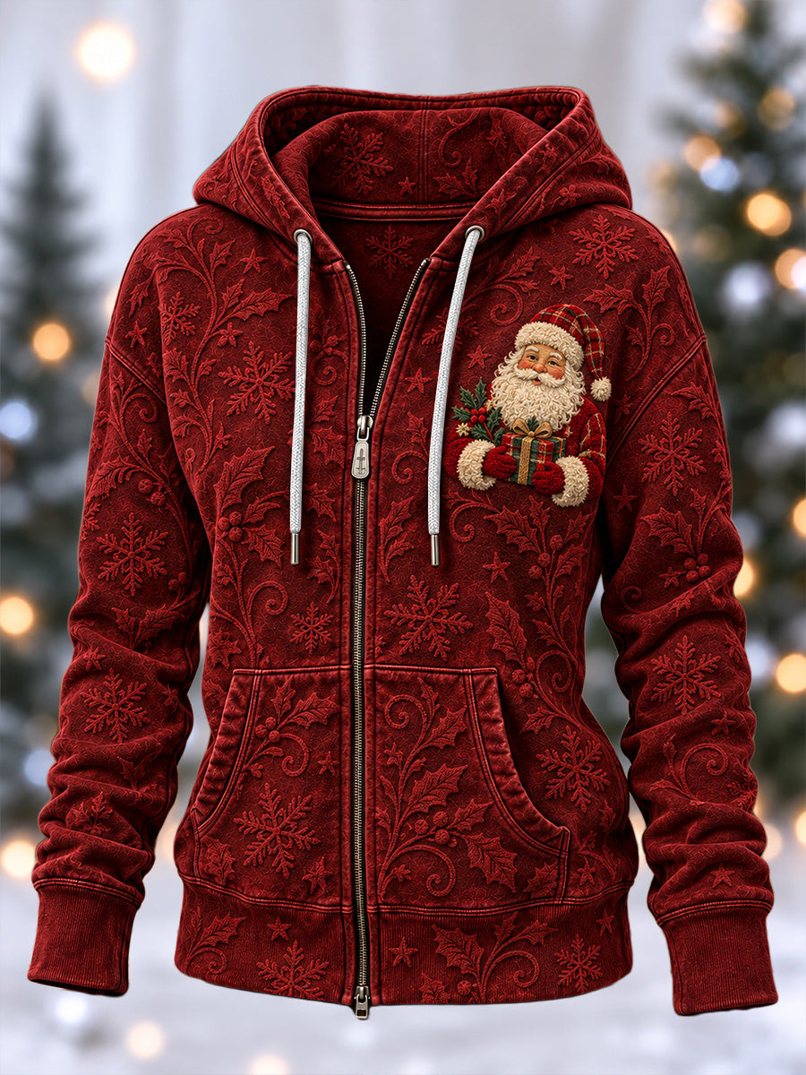 Kvinders jul Print Zip-Up Hoodies