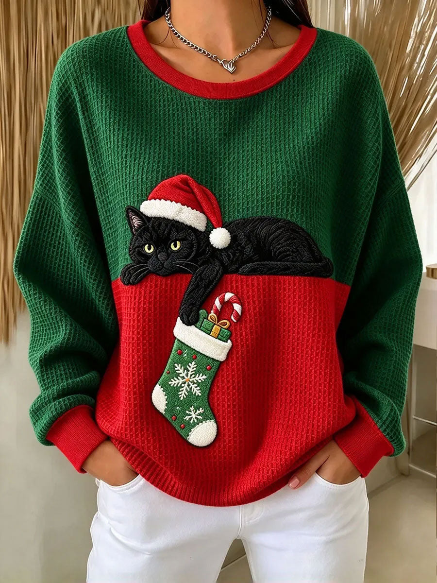 Kvindernes jul sjove kat Print Hoodie