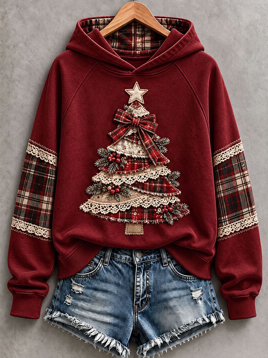 Kvinders Juletræ Print Hoodie