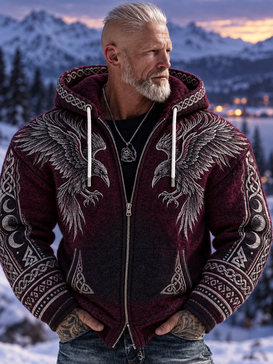 Mænds Vintage Viking “Mørket er mit skjold” Flannel hætte jakken