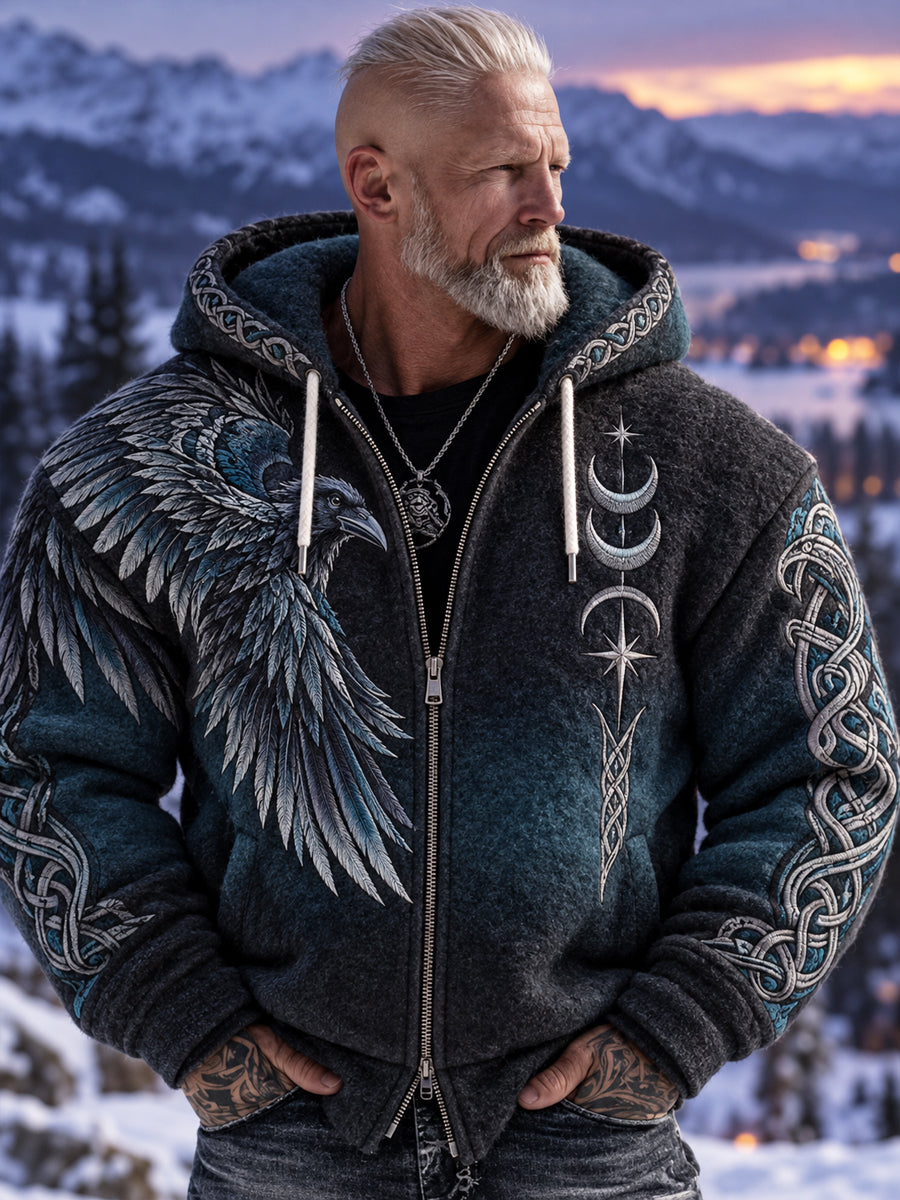 Herre Vintage Viking “Frygt ingen mørke” flanelsjakke med hætte