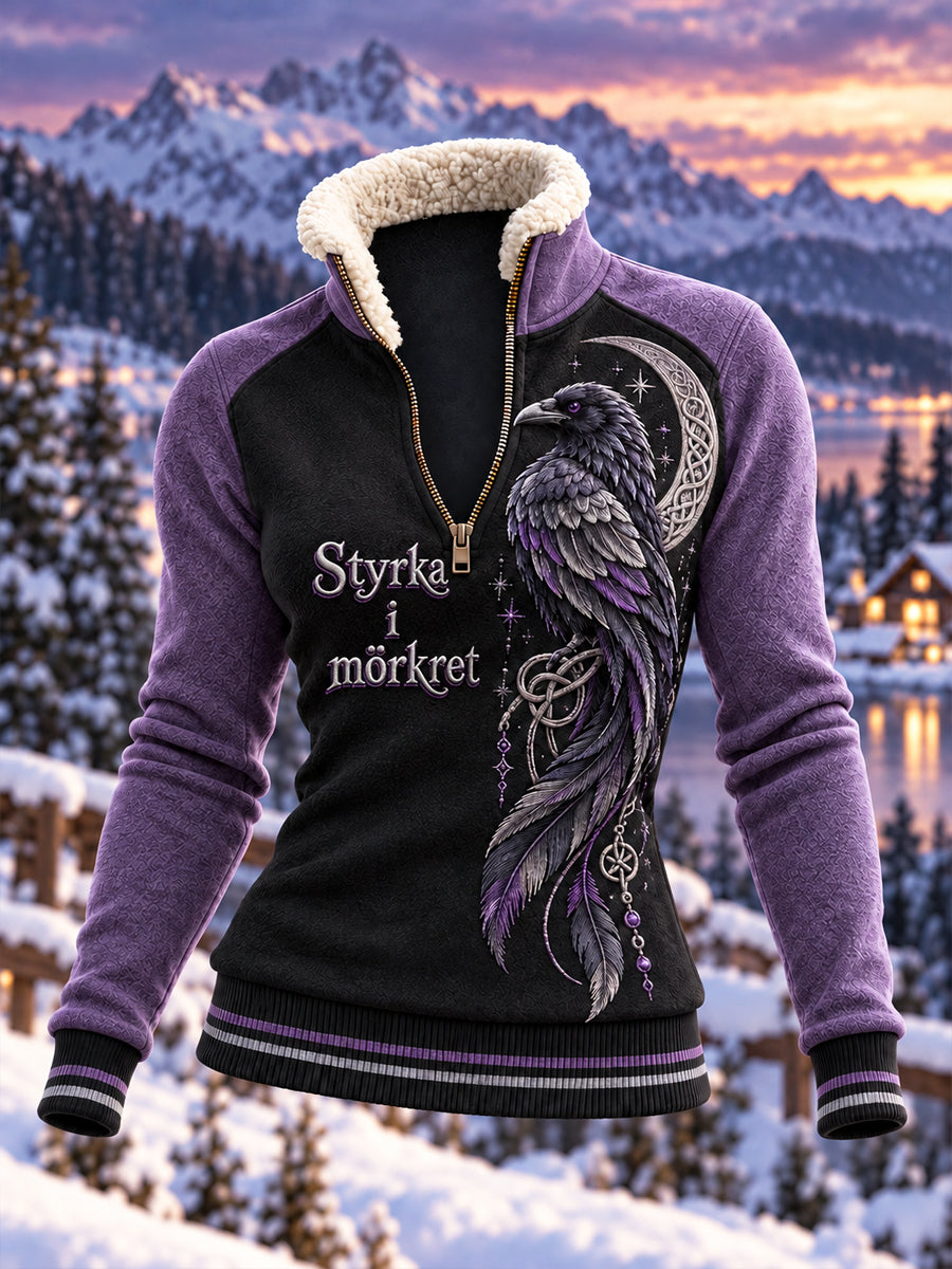 Retro vikinge “Frygt ingen mørke” Raven Casual Zip-Up sweatshirt