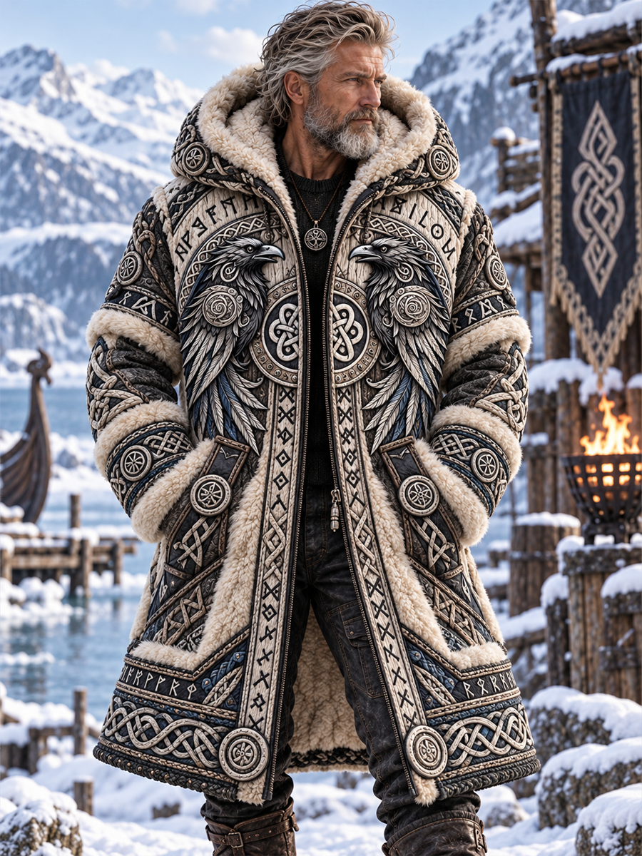 Mænds vikinge kunst Fleece foret Hoodies