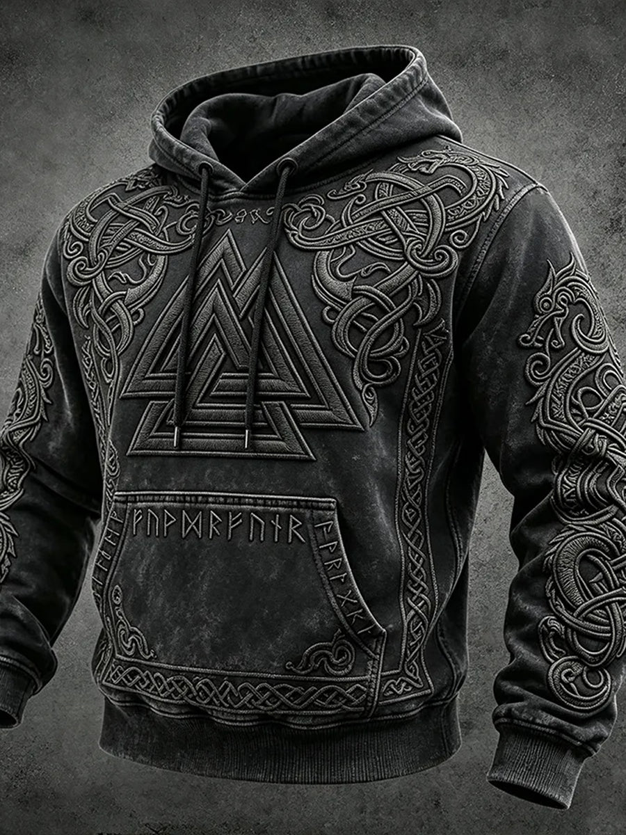 Mænds vikinge overdimensioneret drop-Shoulder Hoodie med lommer