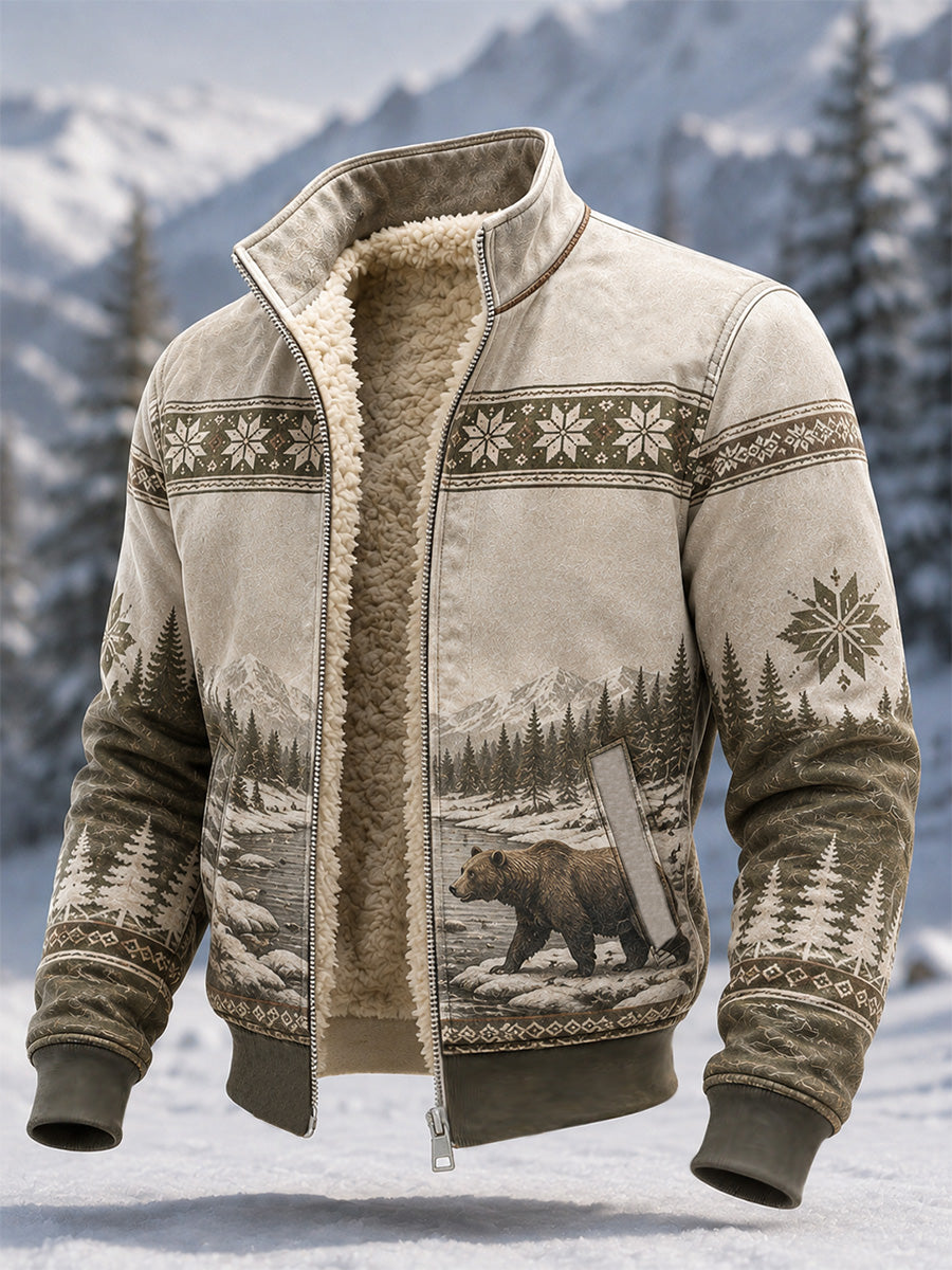 Mænds Vinter Snebjørn Print Casual Composite Fleece Jake