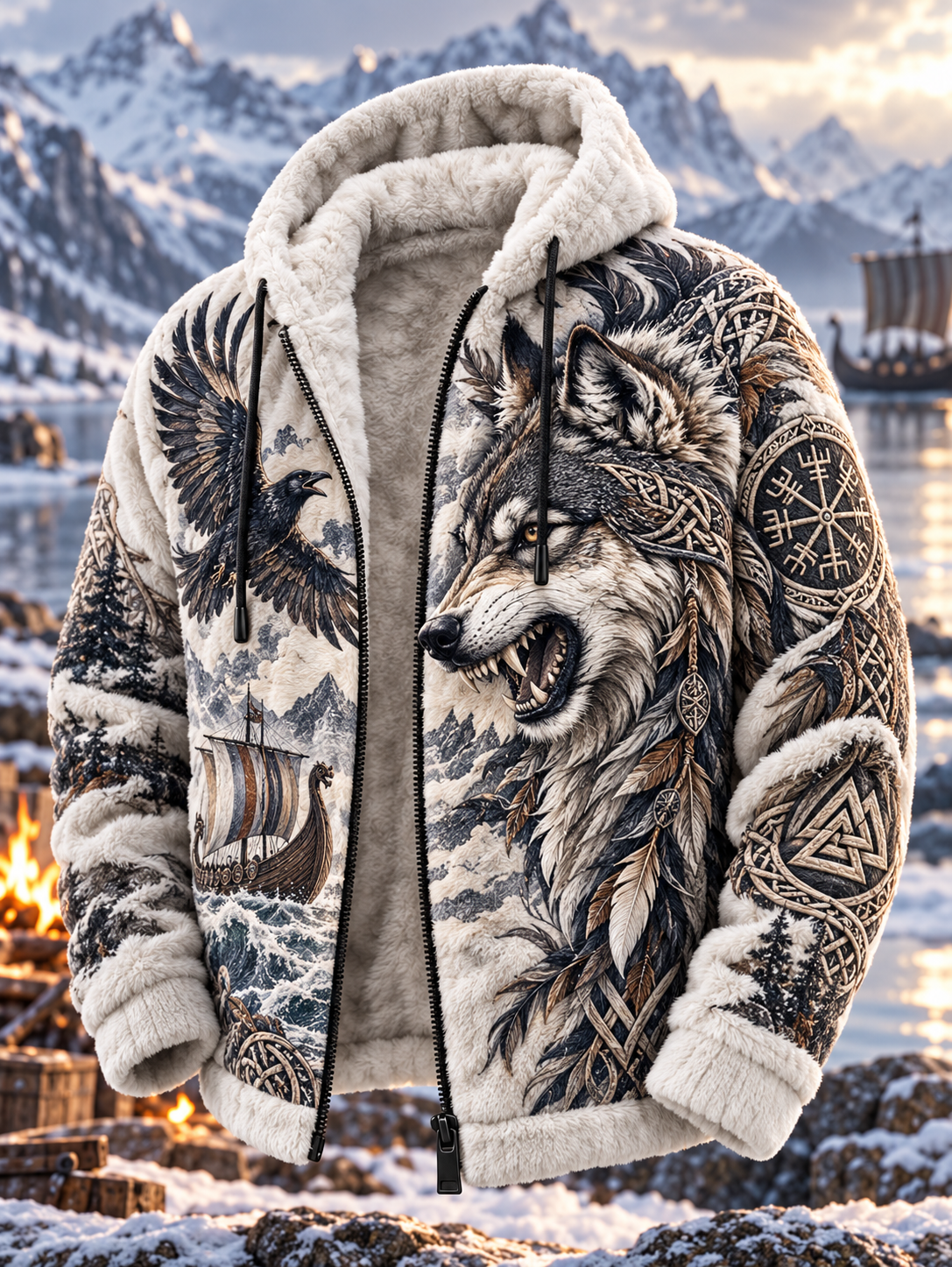 Mænds vintage vikingernes norrøne mytologi valknut keltisk knude flanelsjakke