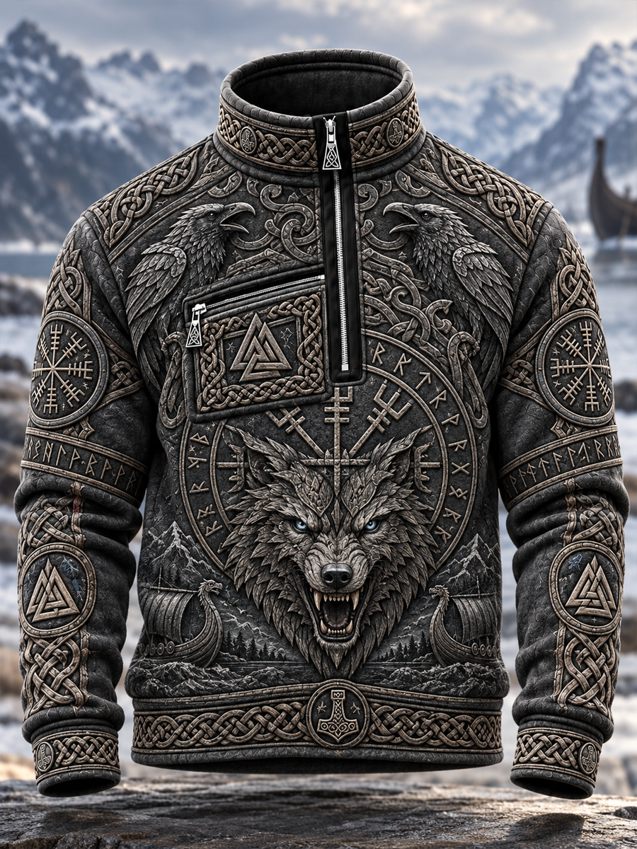 Herre Viking Kunst Ståkrave Sweatshirt