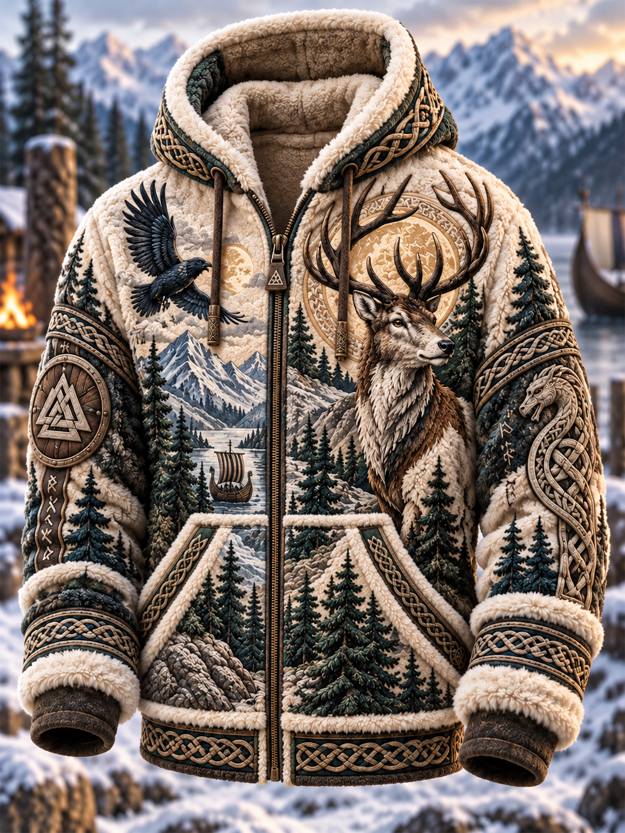 Herre Viking Kunst Flanelsjakke
