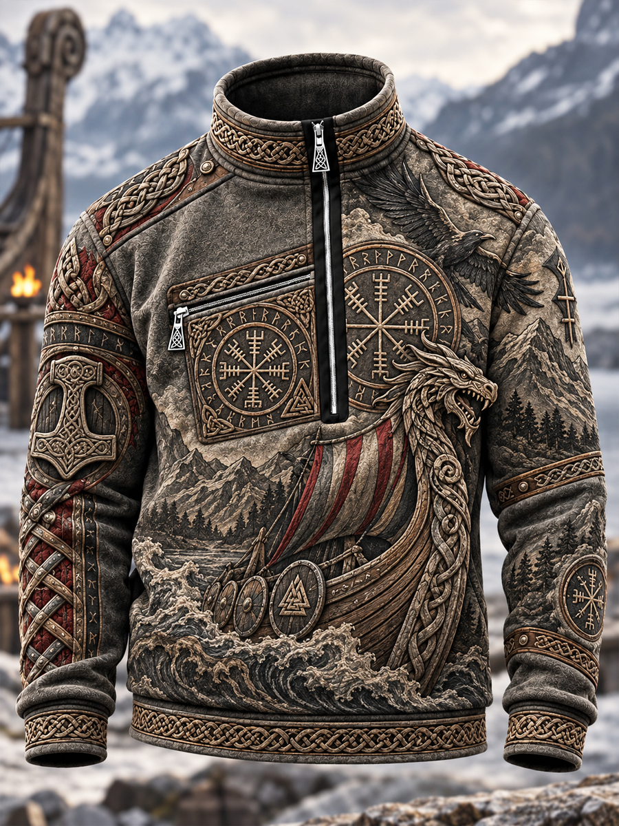 Herre Viking Kunst Ståkrave Sweatshirt