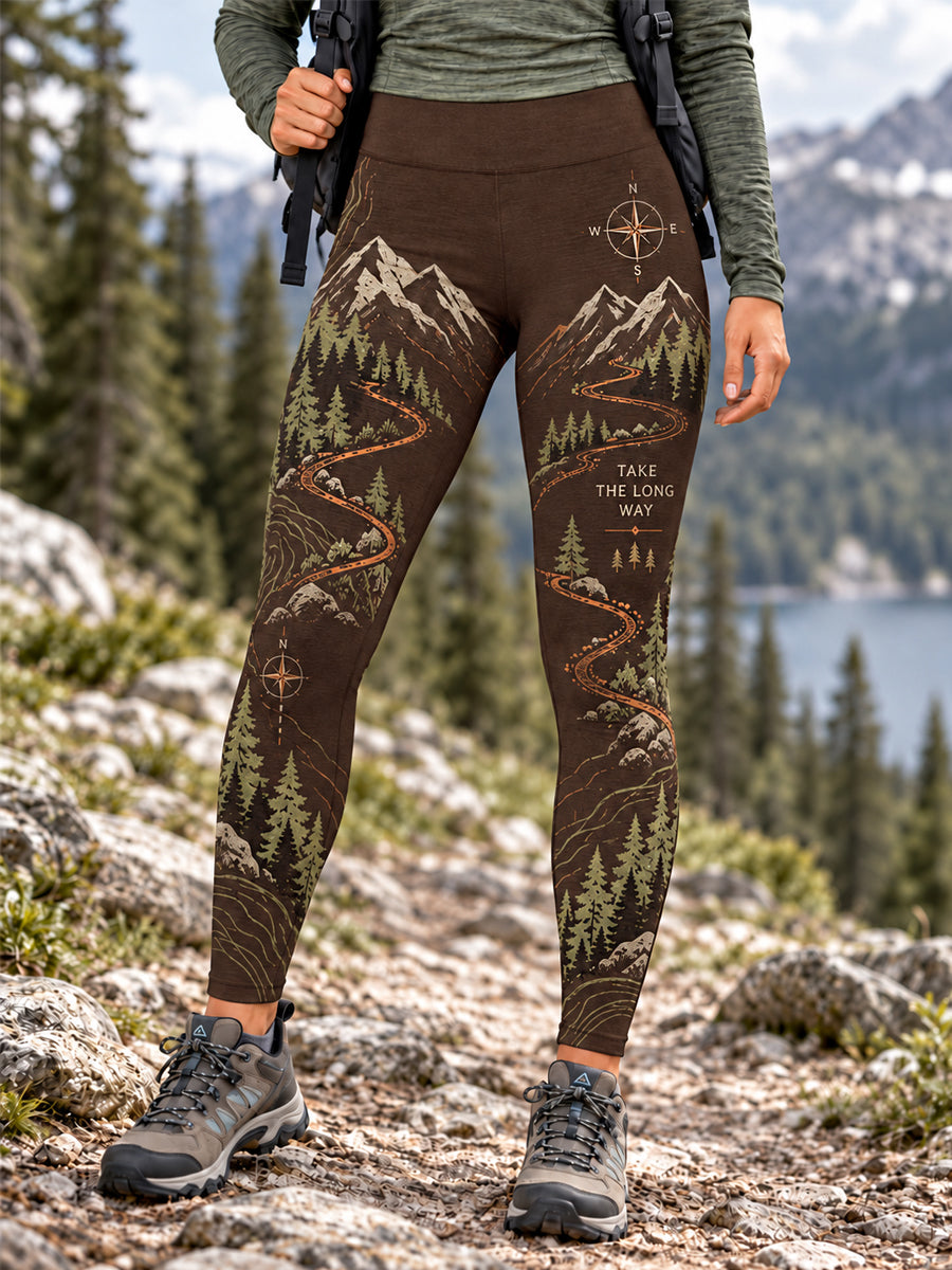 Kvinders Vildmarkssti Print Vandrefrøndet Leggings