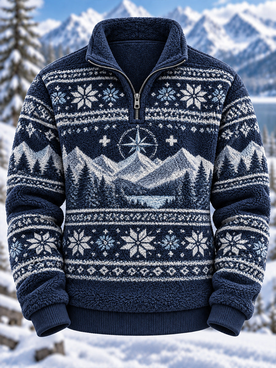 Mænds etnisk-Print strikket turtlenhals sweatshirt