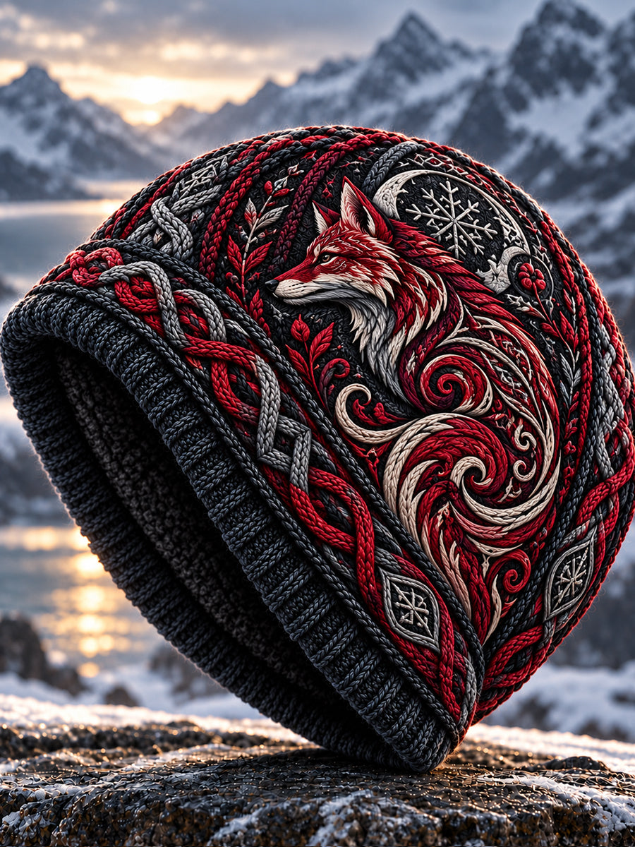 Unisex Nordisk efterår og vinter dyr Print Hat