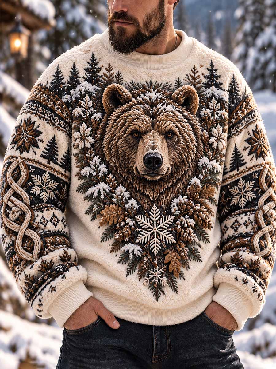 Mænds Nordic Bear Print Sweatshirt