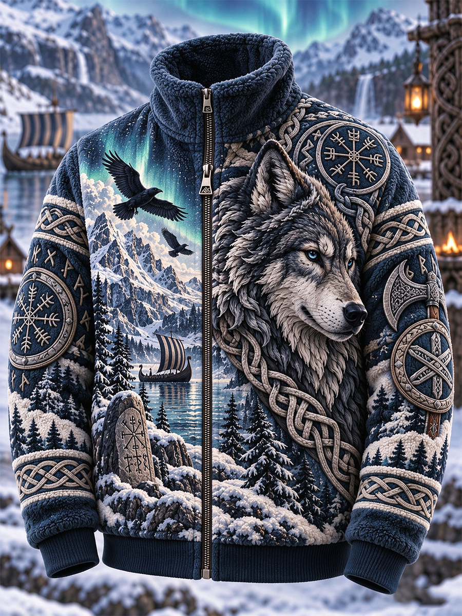 Herre Viking Kunst Flanelsjakke