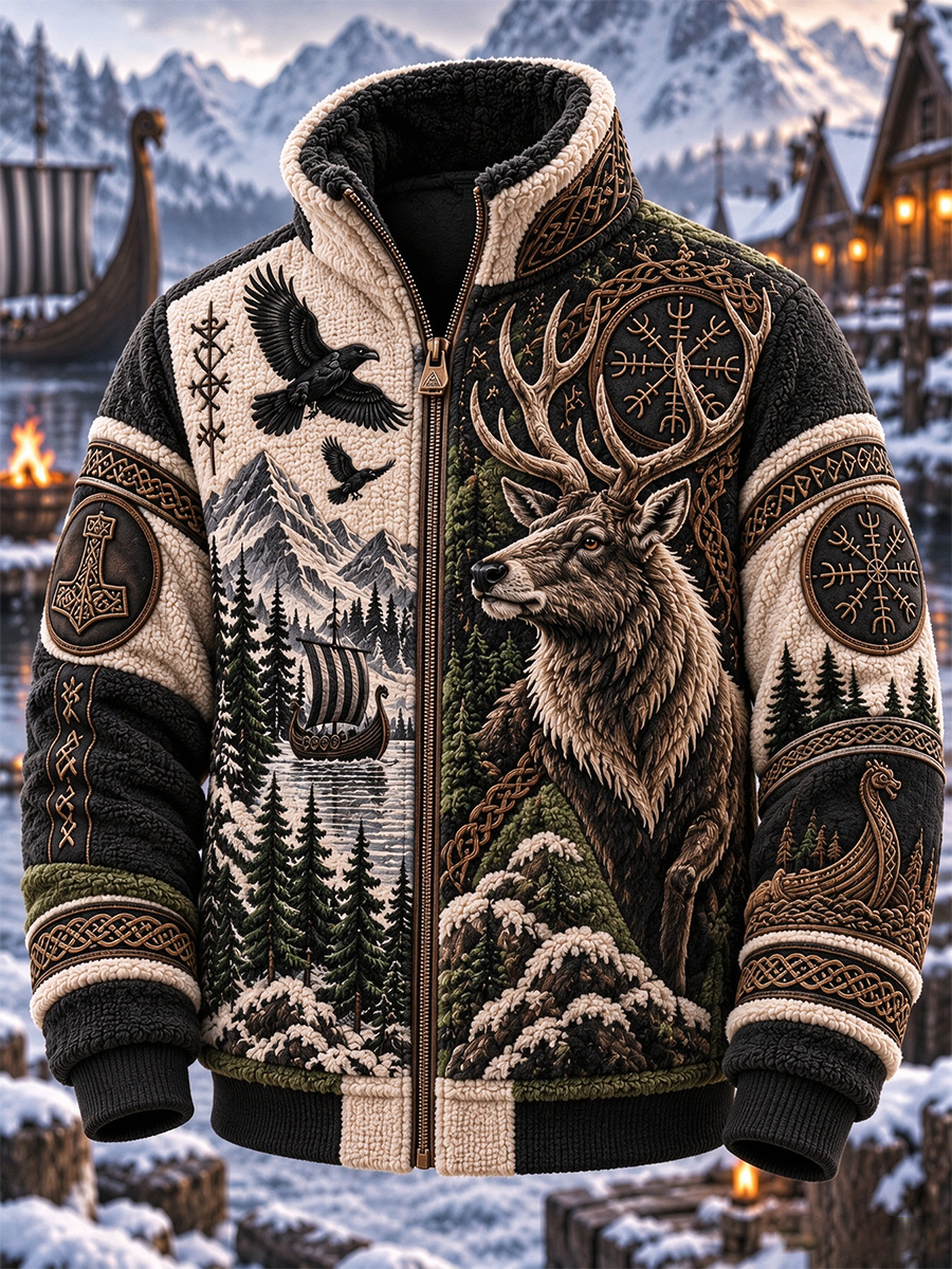 Herre Viking Kunst Flanelsjakke