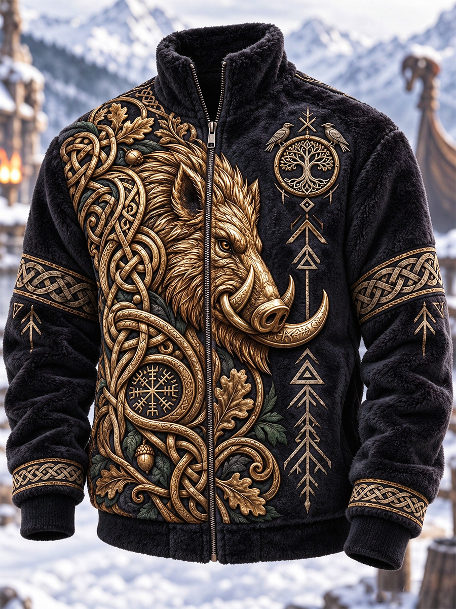 Herre Viking Kunst Flanelsjakke