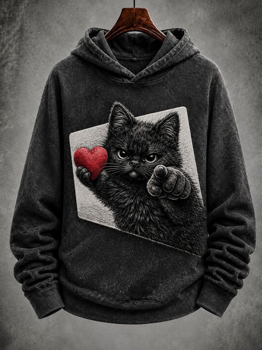 Sjov hjerte-behandlede katte Print Casual sweatshirt