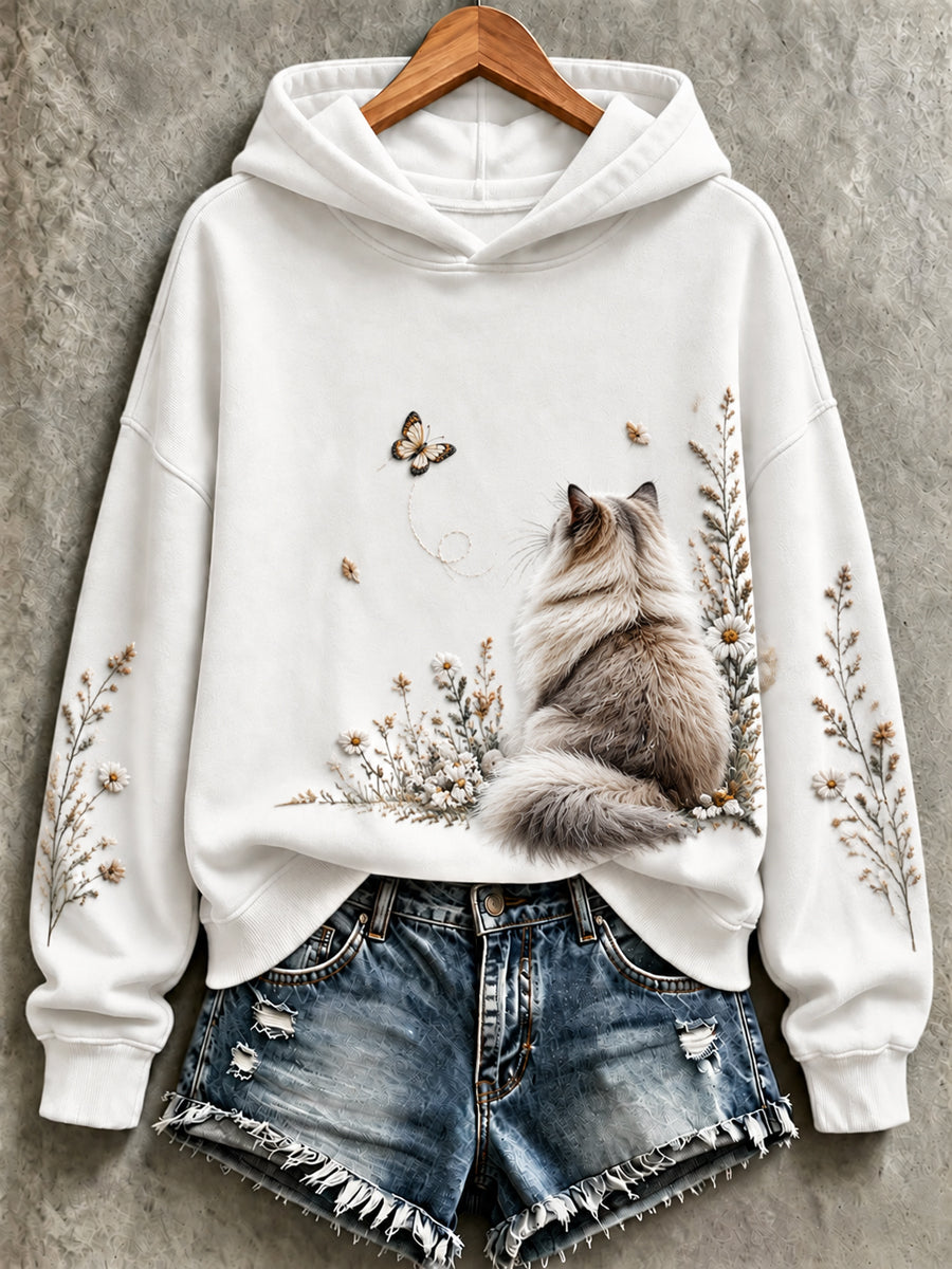 Kvinders søde sweatshirt med dyremotiv