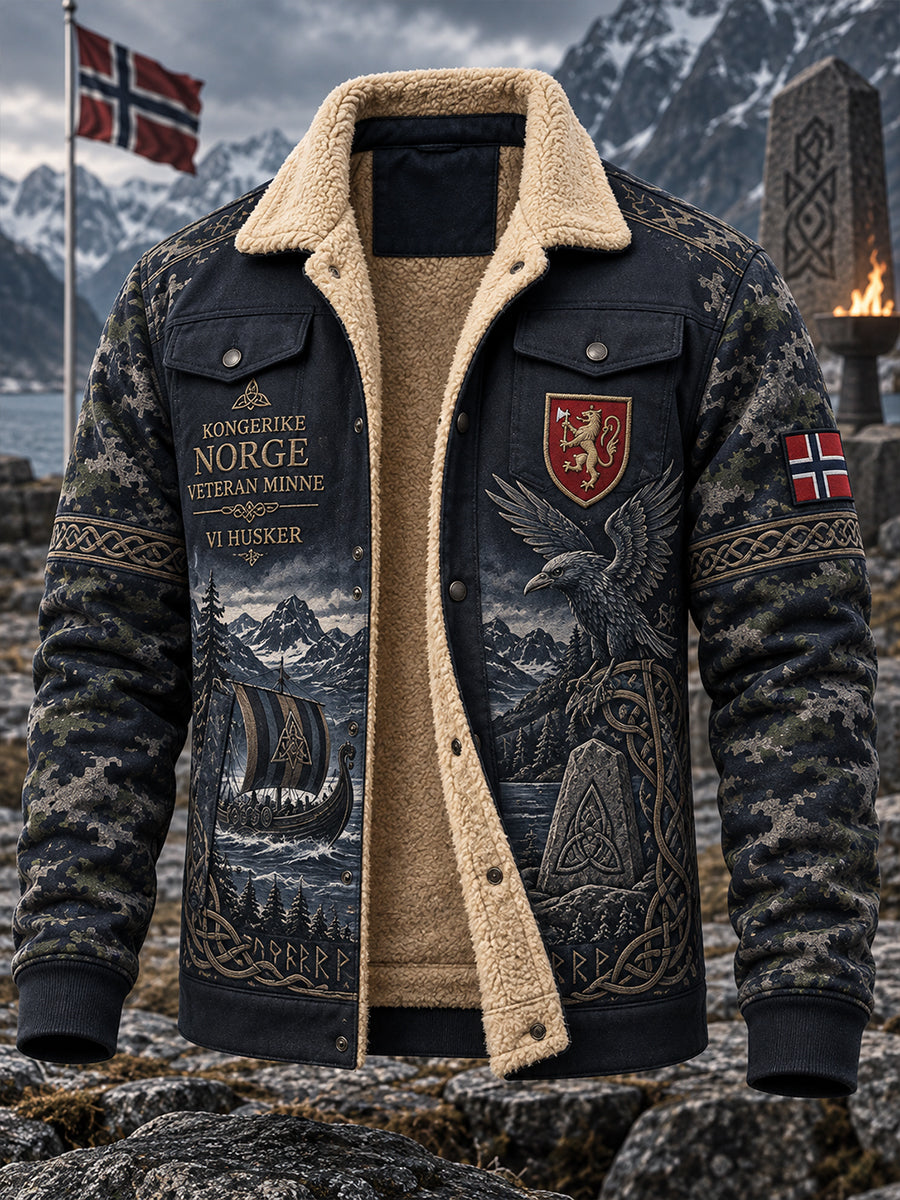 Herrens viking-veteran-tema med fleece-fored jakke