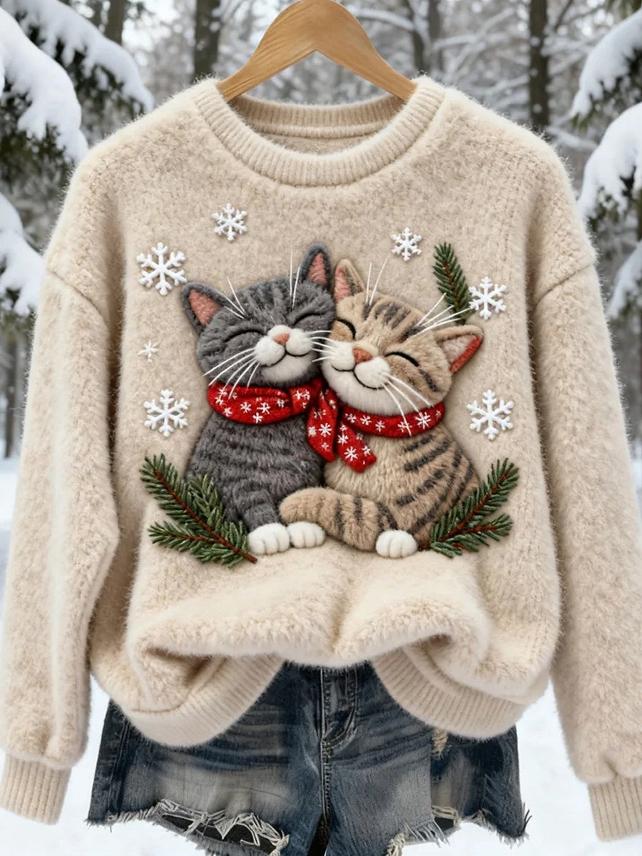 Kvinders Retro Jul Animal Art Print Casual Flannel Toppe