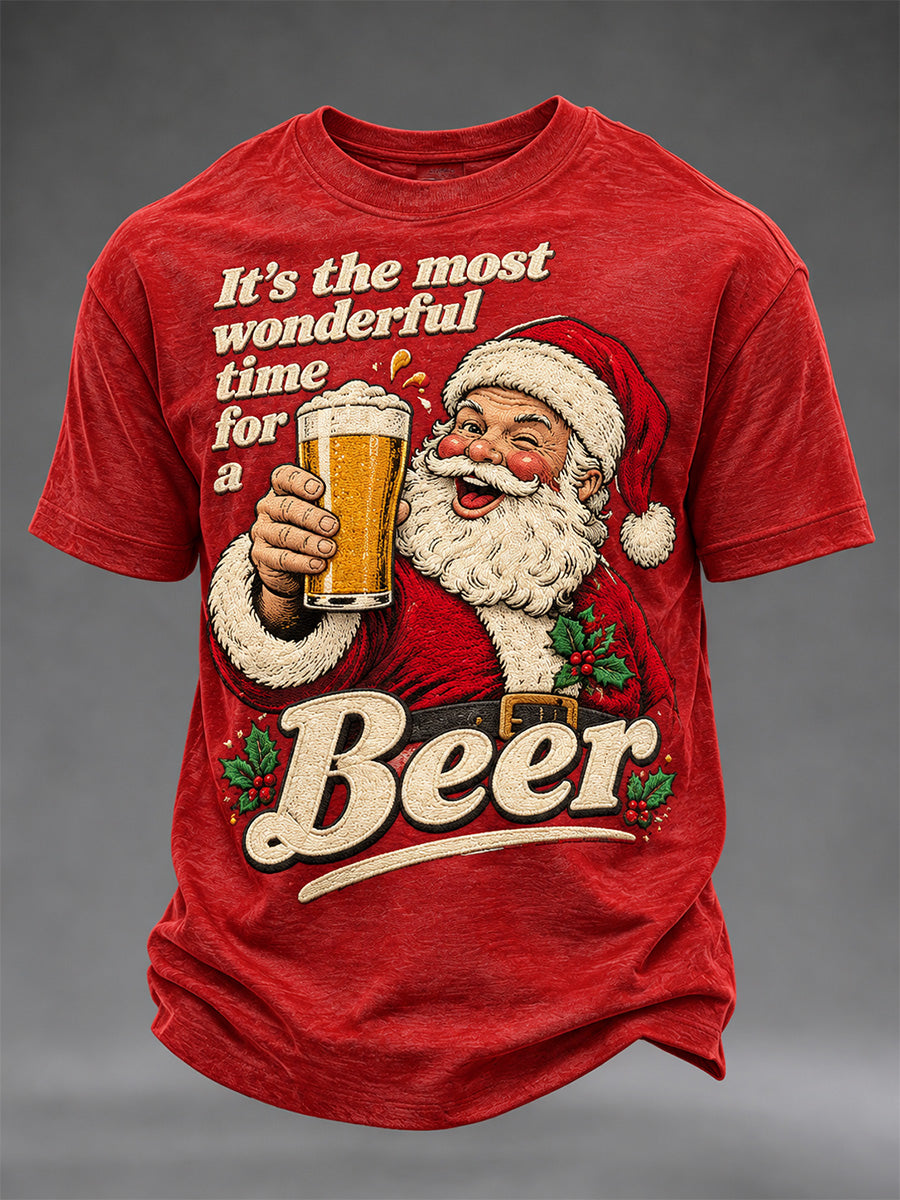 Mænds juleprintet t-shirt