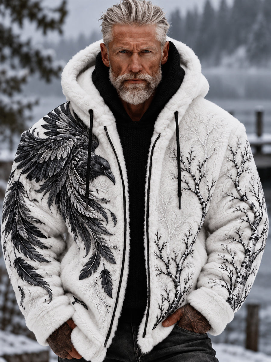 Mænds Retro Nordic Viking Dyr Print Flannel Jake