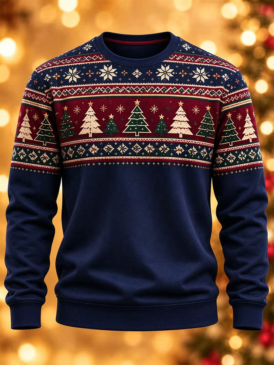 Mænds afslappet sweatshirt med juletræprint