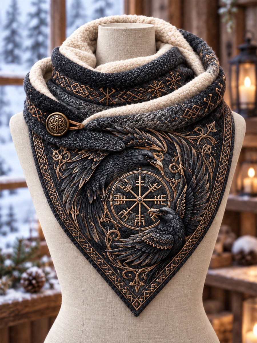 Unisex Retro Nordic Viking Dyr Print Trekant Tørklæder