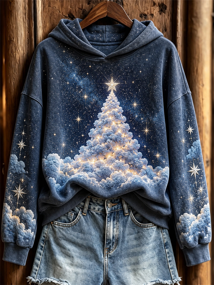 Kvinders klassiske sky juletræ Art Glitter Galaxy Print Hoodie Print