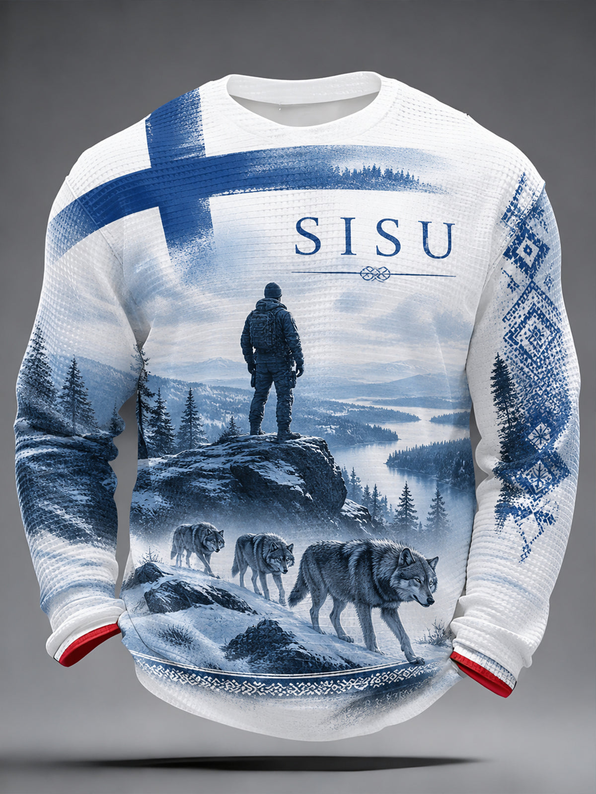 Miesten suomalainen veteraani Sisu Isänmaallinen Taide Tulosta pitkähihaa