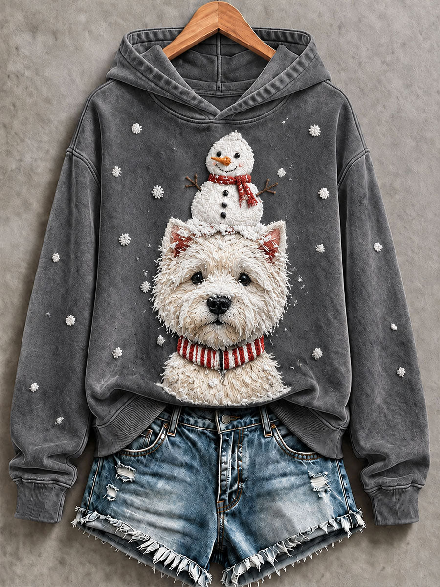 Kvinders West Highland Terrier og Snemand Print Casual Sweatshirt