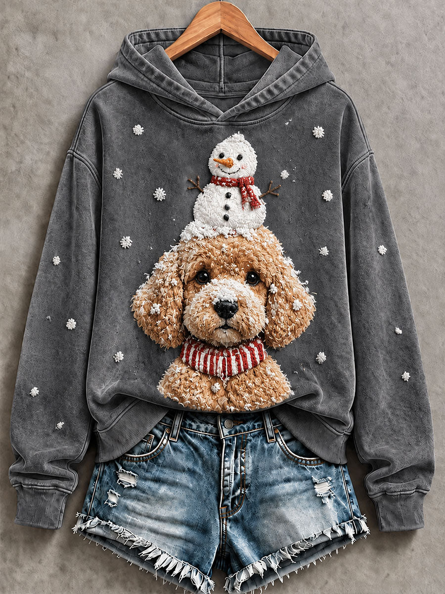 Kvinders Puddel og Snemand Print Casual Sweatshirt