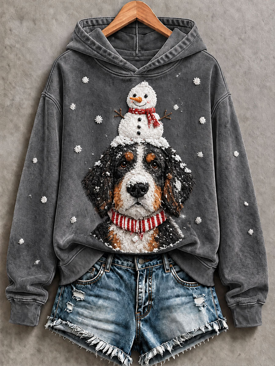 Kvinders Bernese Mountain Dog og Snemand Print Casual Sweatshirt