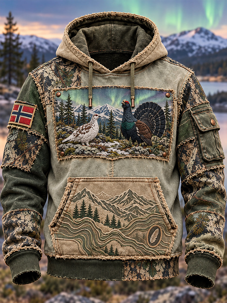 Herre-Norge-jakttids oversized hettegenser med fallende skulder og lommer