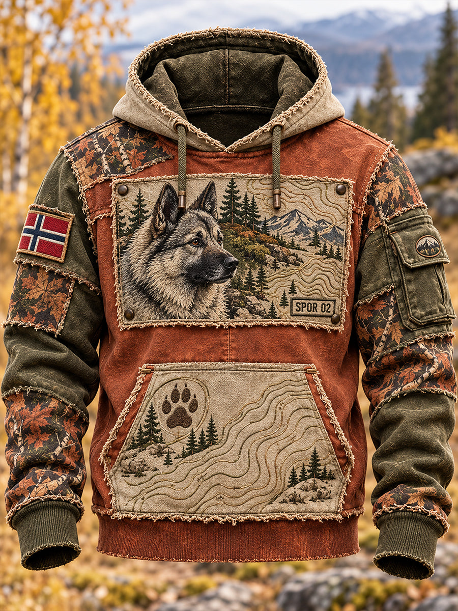 Herre-Norge-jakttids oversized hettegenser med fallende skulder og lommer