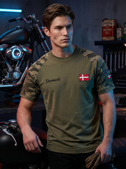 Mænds camouflage t-shirt med slidt print