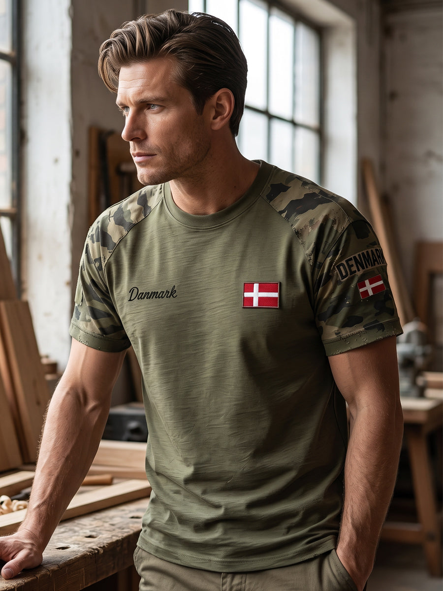 Mænds camouflage t-shirt med slidt print