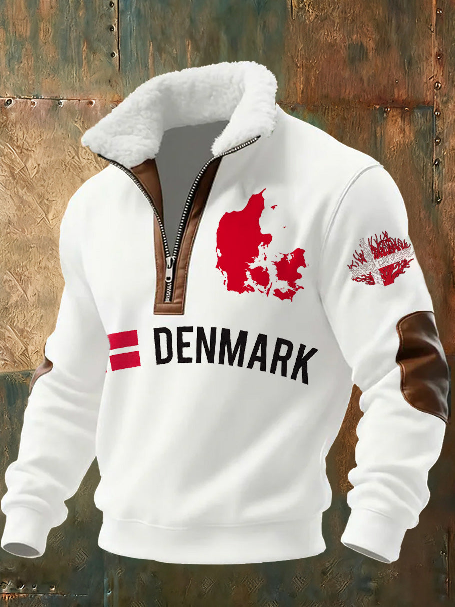Mænds danske Tryk stativ krave Sweatshirt