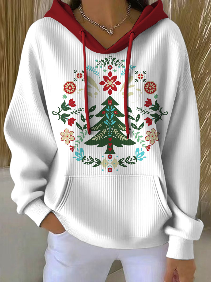 Ladies jul skandinaviska tryck hatt långärmade jacka