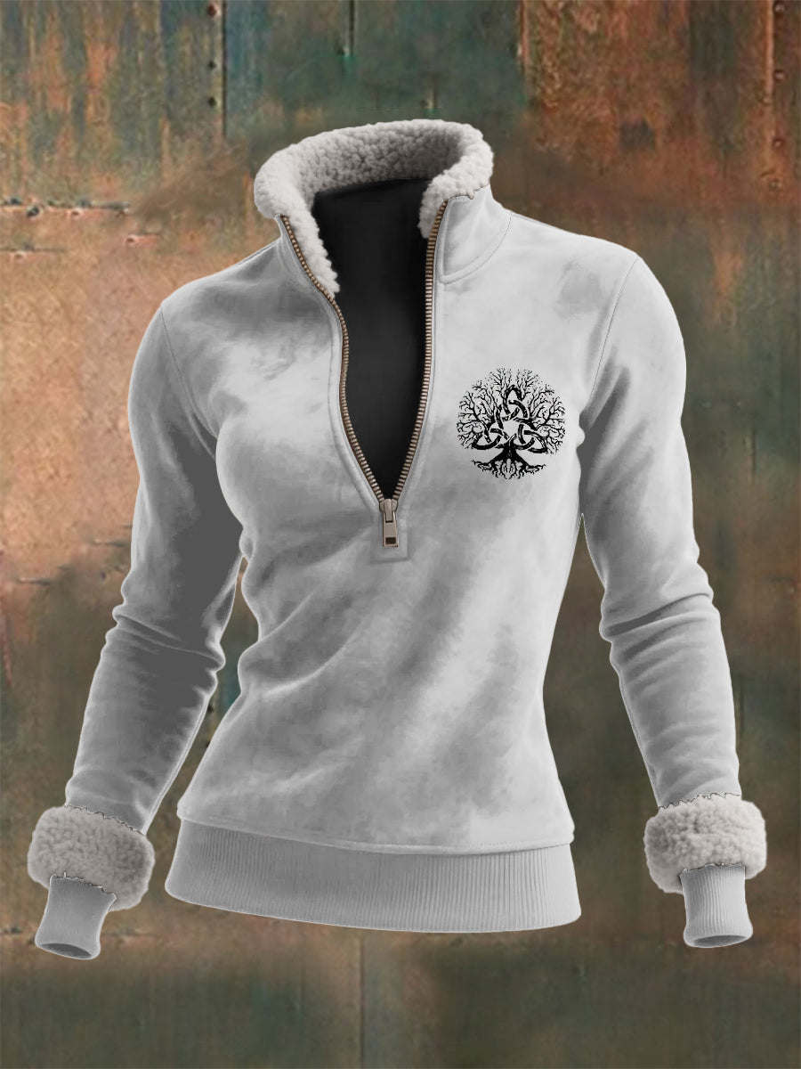 Ladies Viking träd prøve långärmade lamm hår topp