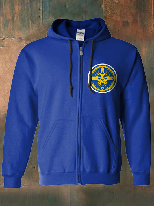 Mäns svenska flagga tryckckt Hooded långärmad blixtlås sweatshirt